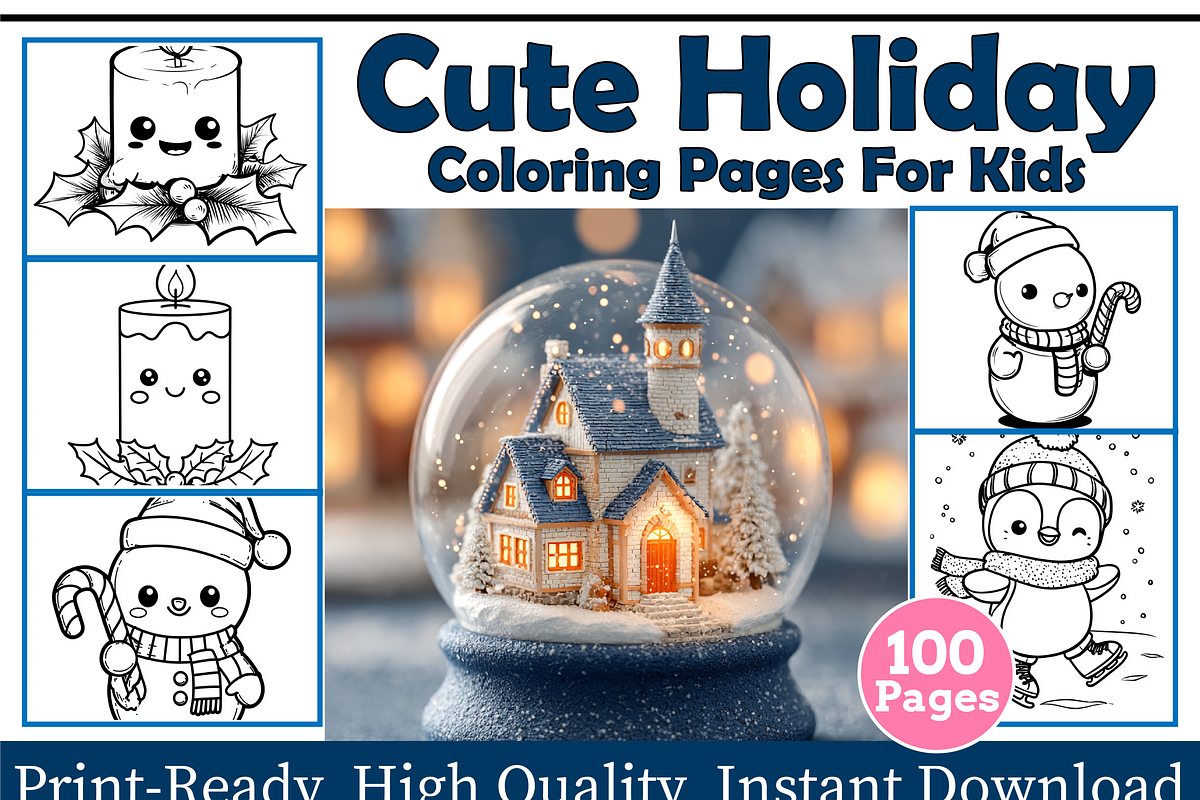 Cute Holiday Coloring Pages For Kids, an Animal Illustration by maggiesar (Photo 1 of 4)