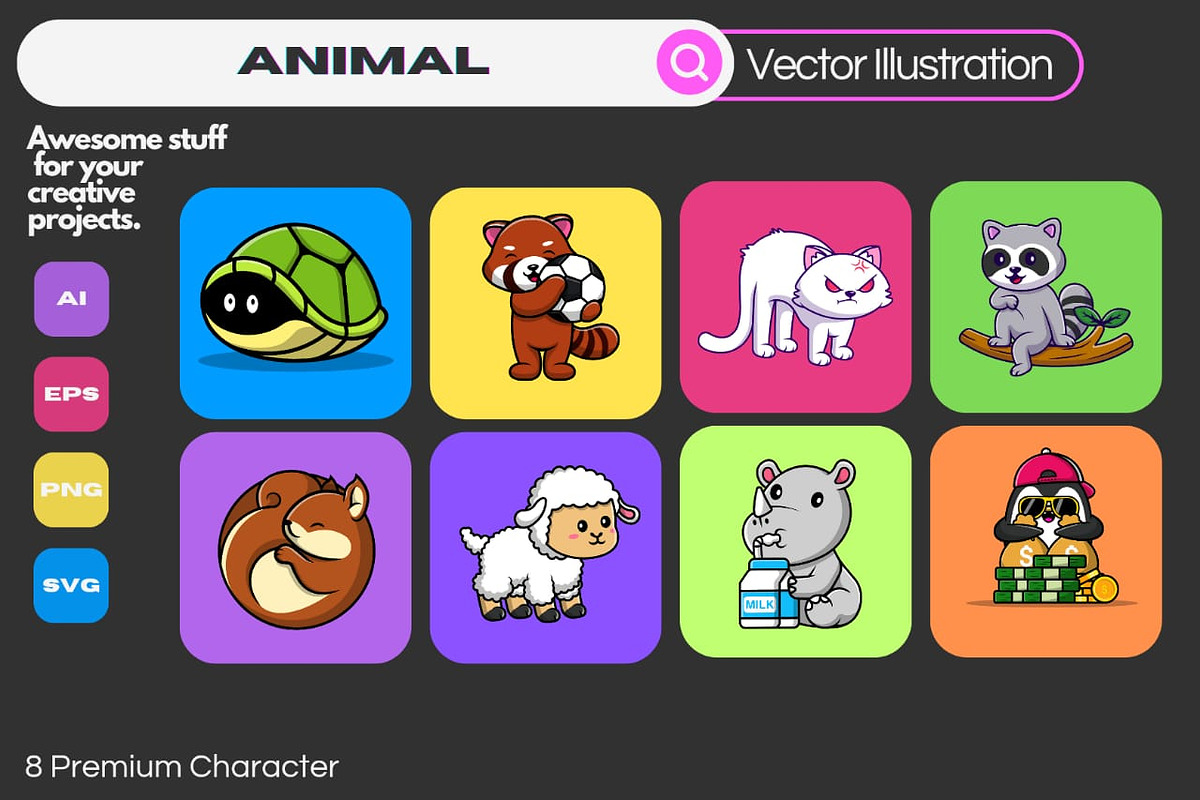 Cute Animal Cartoon Vector Icons, an Animal Illustration by Artstorystudio (Photo 1 of 9)