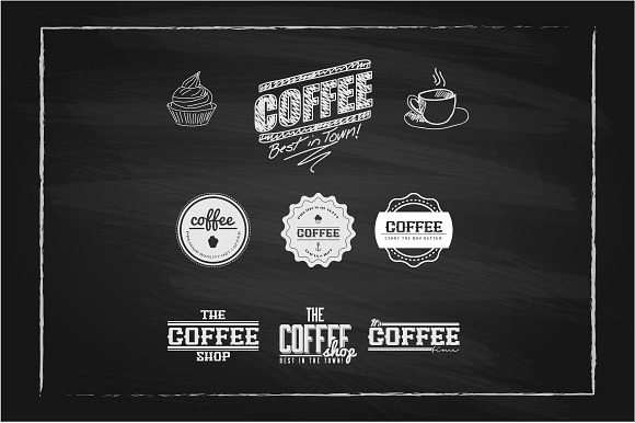 Coffee Labels On Chalkboard