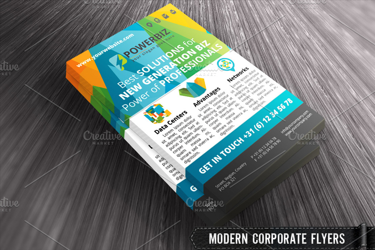 Flat Polygonal Power Crystal Flyer, a Flyer Template by joyologo (Photo 2 of 5)