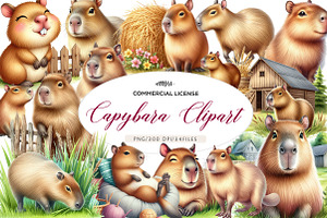 Watercolor Capybara clipart PNG, an Illustration by CreationArt