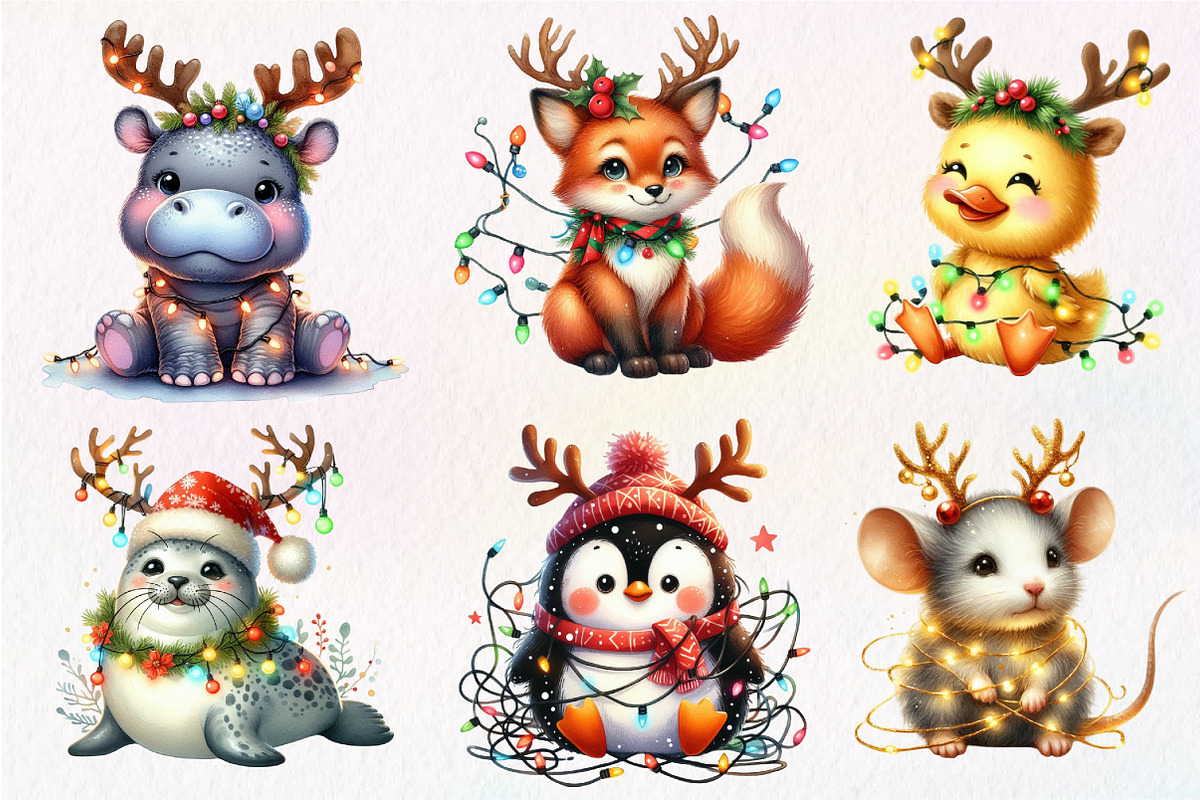 Christmas Animal Sublimation Clipart, an Illustration by Dream Creation (Photo 4 of 7)