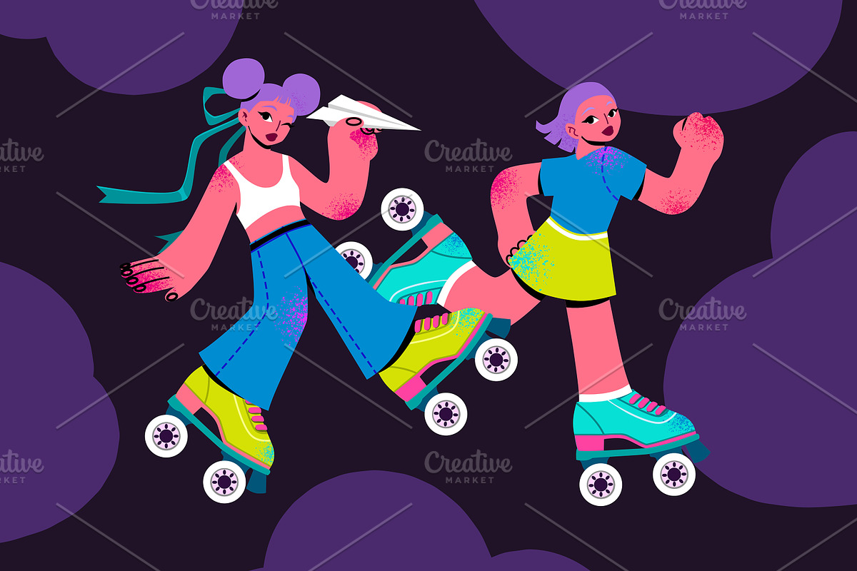 HAND DRAWN RETRO STICKERS + PATTERN, a Decorative Illustration by UnaAnya (Photo 4 of 5)