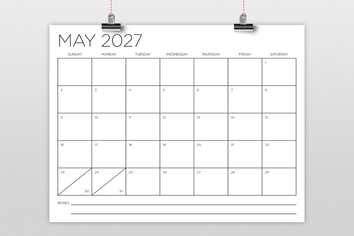 2027 8.5 x 11 Inch Calendar Template, a Stationery Template by Running With Foxes (Photo 2 of 5)
