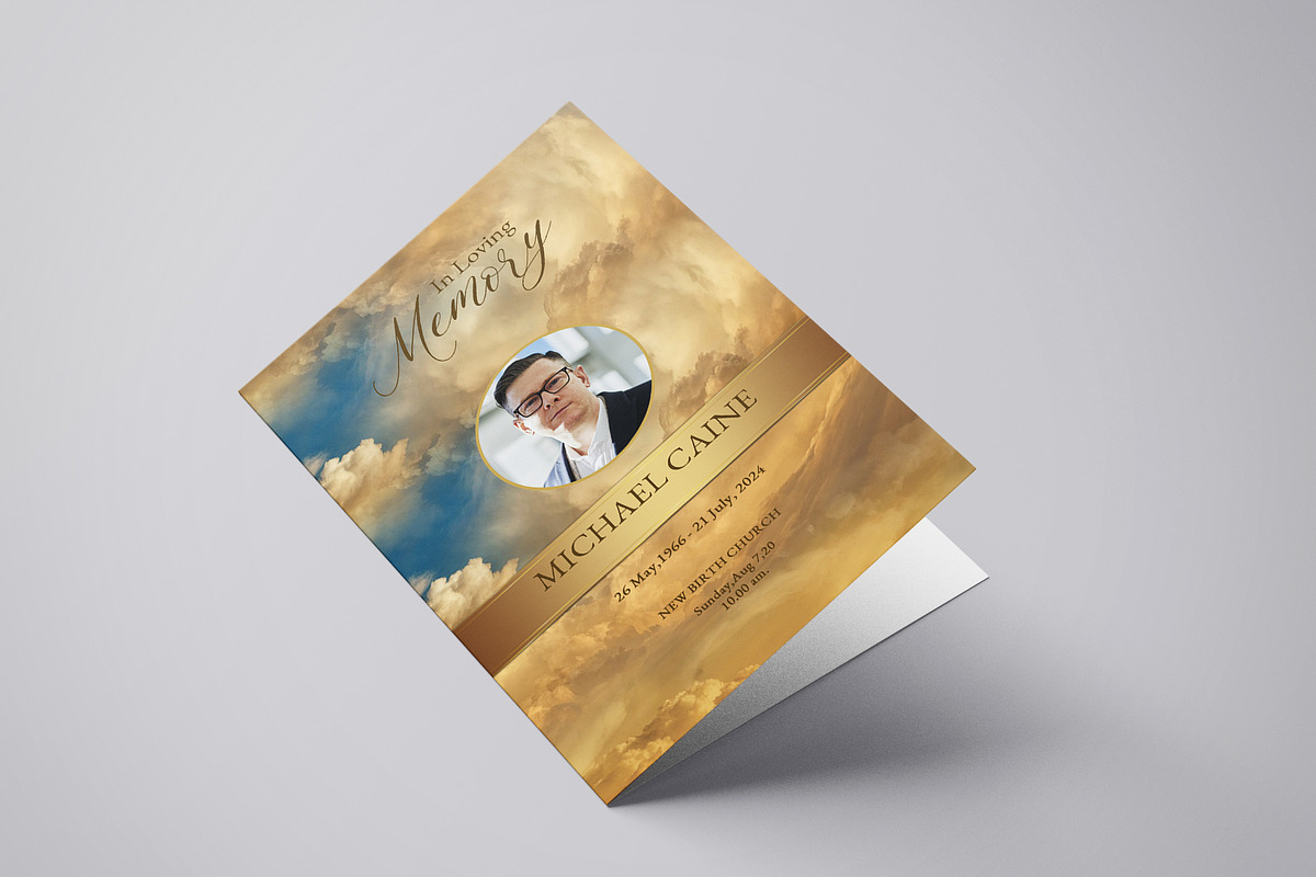 Golden Sky Funeral Program Template, a Brochure Template by Template Shop (Photo 3 of 5)