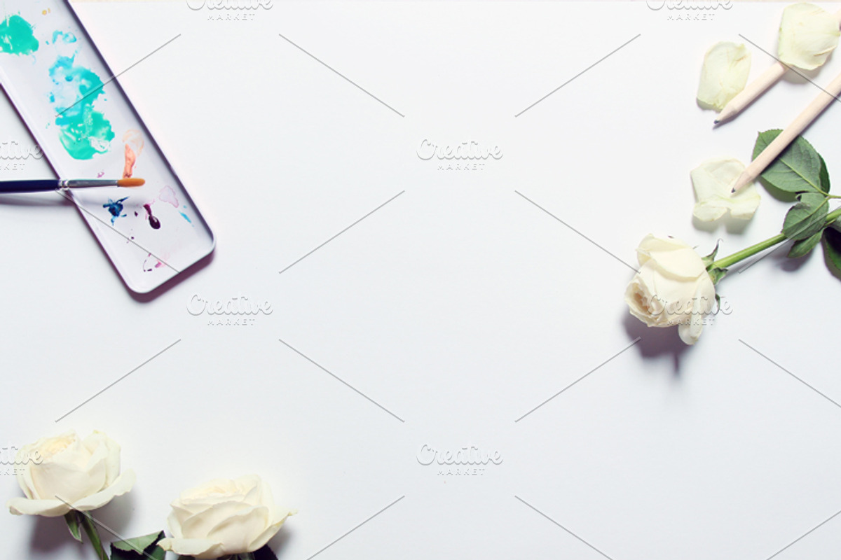White Roses Stock Mockup, a Print Template by littleprince (Photo 2 of 6)