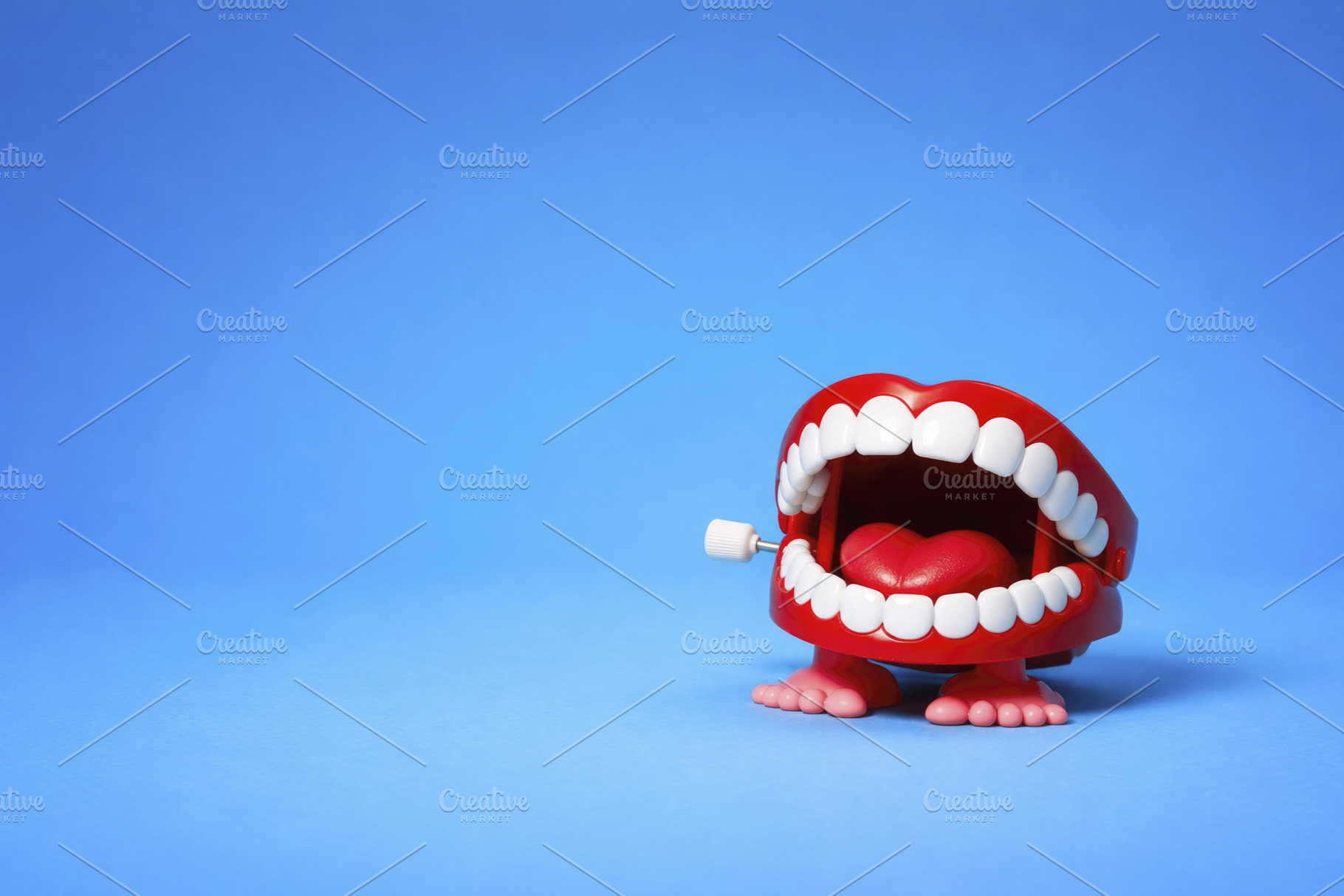 toy teeth laughing with a heart tongue, generative AI, a Photo by Nito
