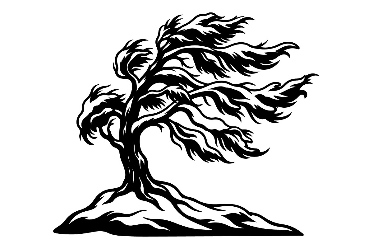 Windblown Tree Silhouette, an Object Graphic by Gfx_Store (Photo 10 of 16)