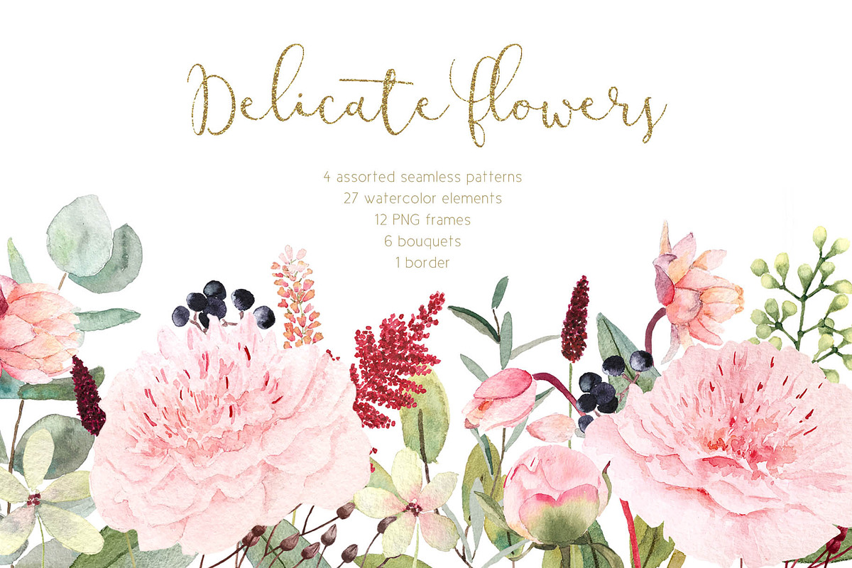 Watercolor peony and eucalyptus, a Decorative Illustration by marie dricot (Photo 1 of 11)