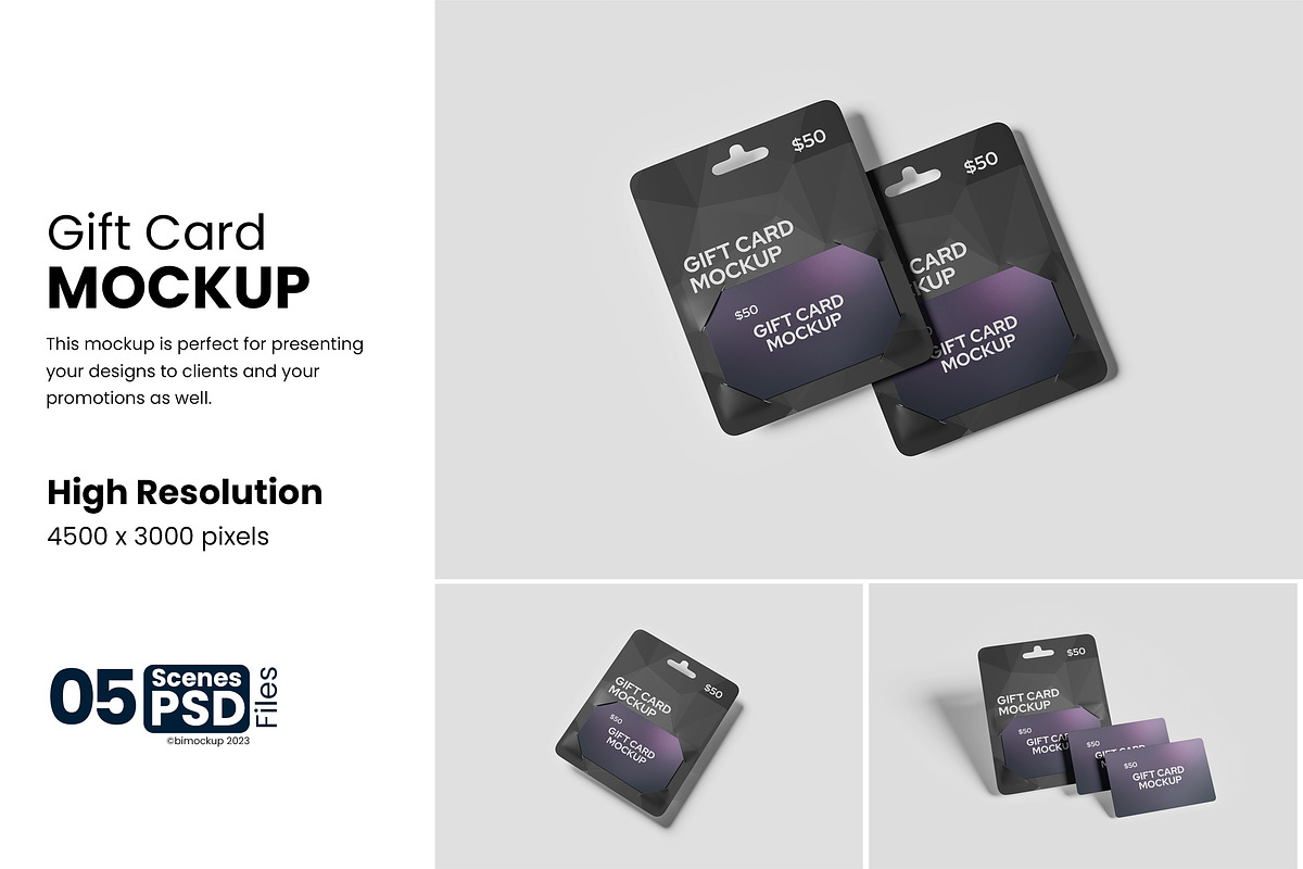 Gift Card Mockup, a Merchandise Mockup by bimockup (Photo 1 of 6)