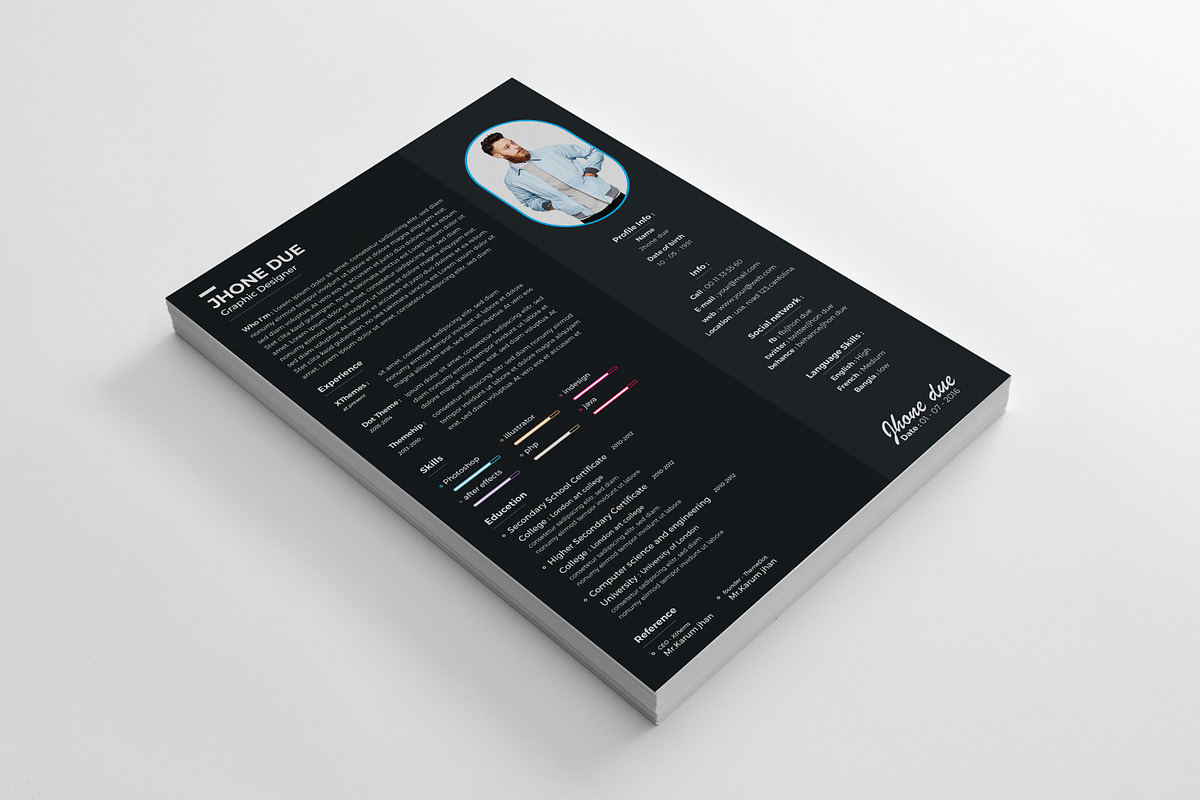 Flat Resume, a Resume Template by Graphicalark