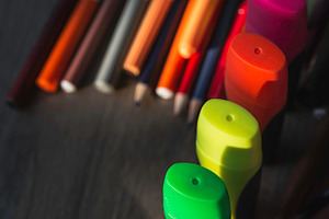 Multicolor markers for drawing featuring markers, marker, and isolated