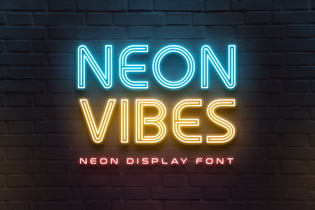 Neon Vibes - Retro Neon Light Font, a Font by Pixesia Studio (Photo 1 of 10)