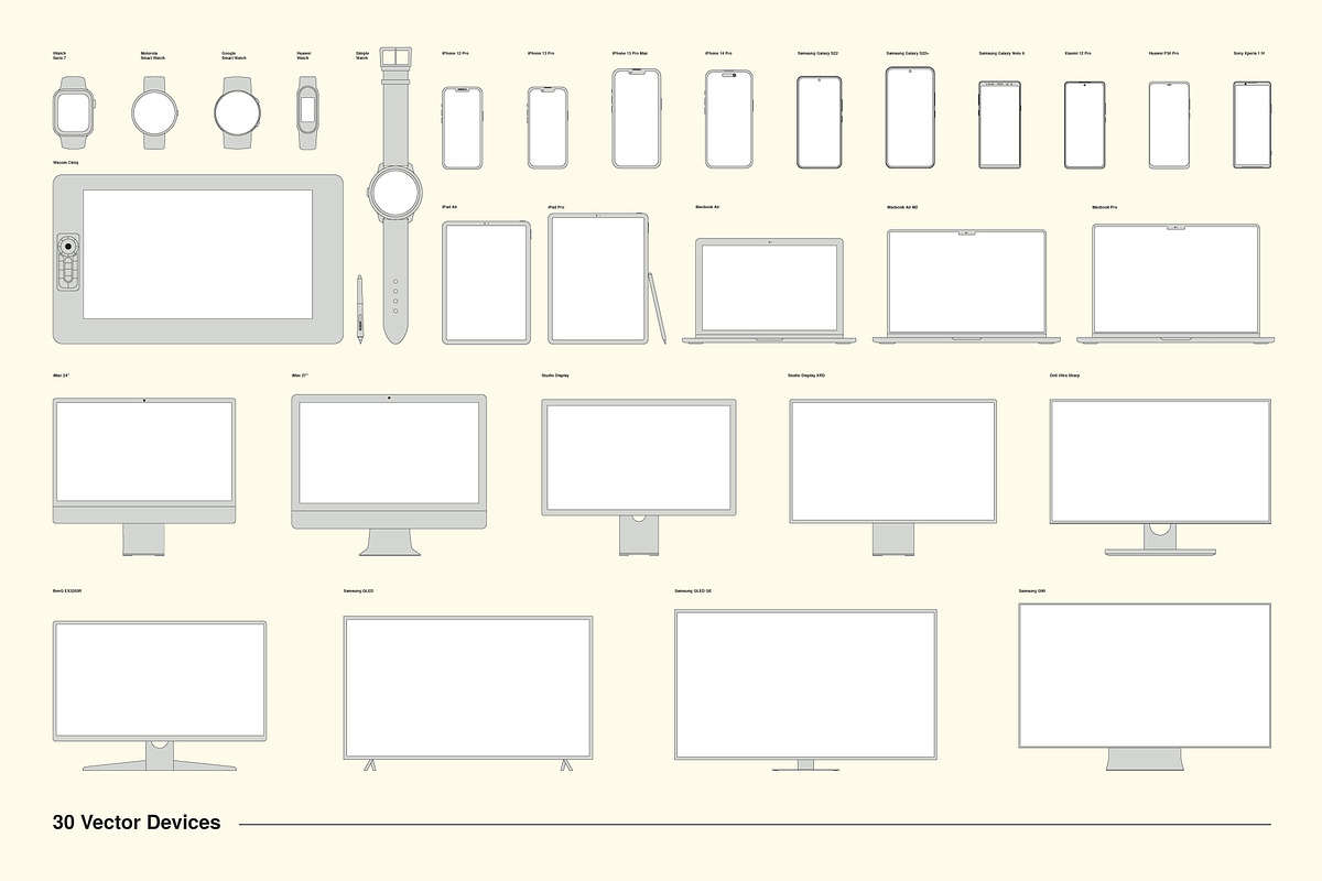 Outline Device Mockups - Vector Pack, an iPhone Mockup by Mr.Mockup™ (Photo 3 of 14)