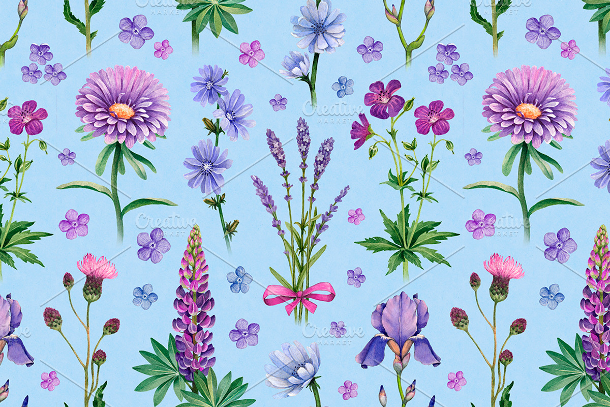 Blue and purple summer nature, a Texture Illustration by Sundra (Photo 7 of 9)