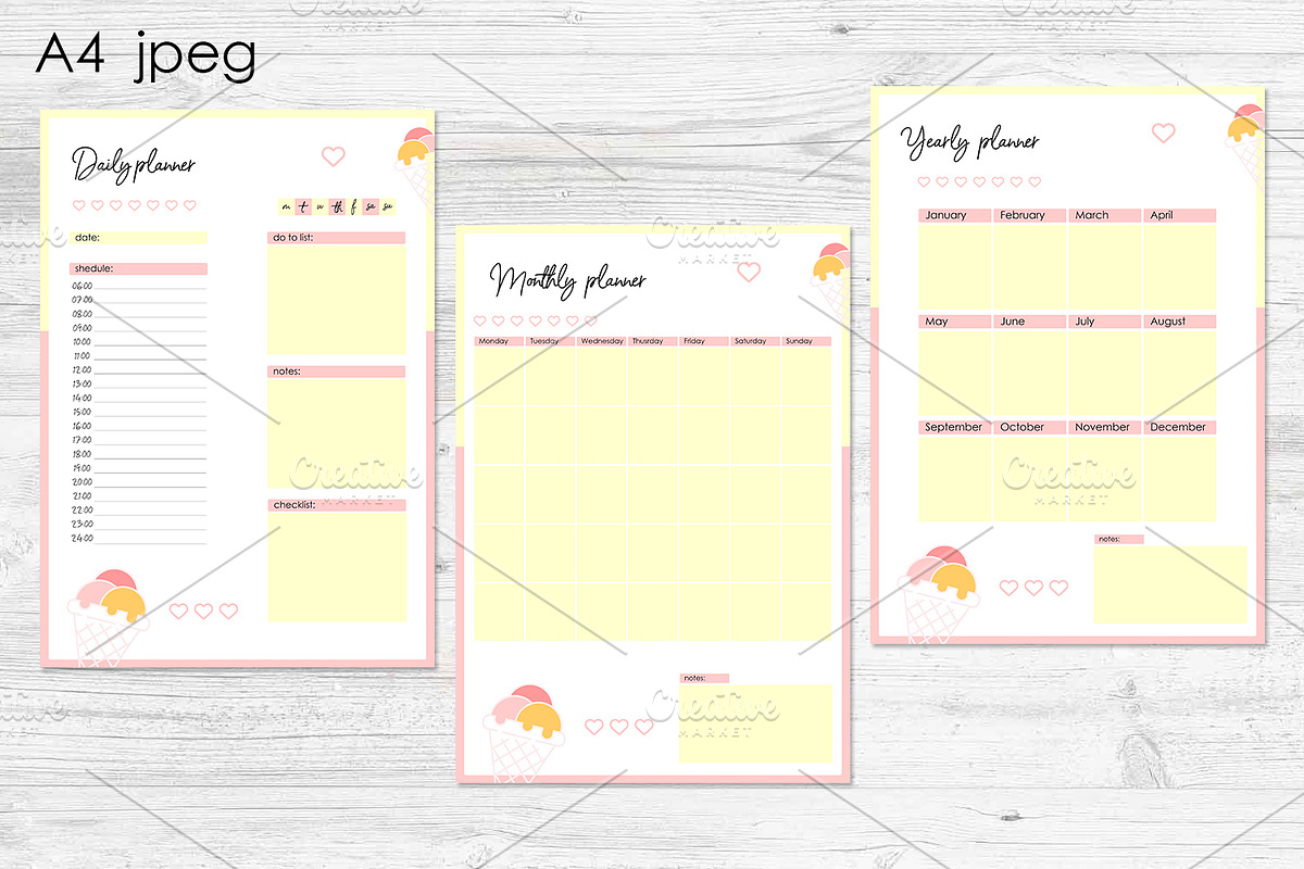 Digital Planner Templates, a Stationery Template by kh_cat (Photo 2 of 2)