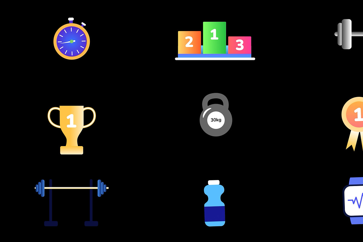 Fitness Icons Pack | Premiere Pro, a Templates & Theme by FlashFXbox (Photo 1 of 2)