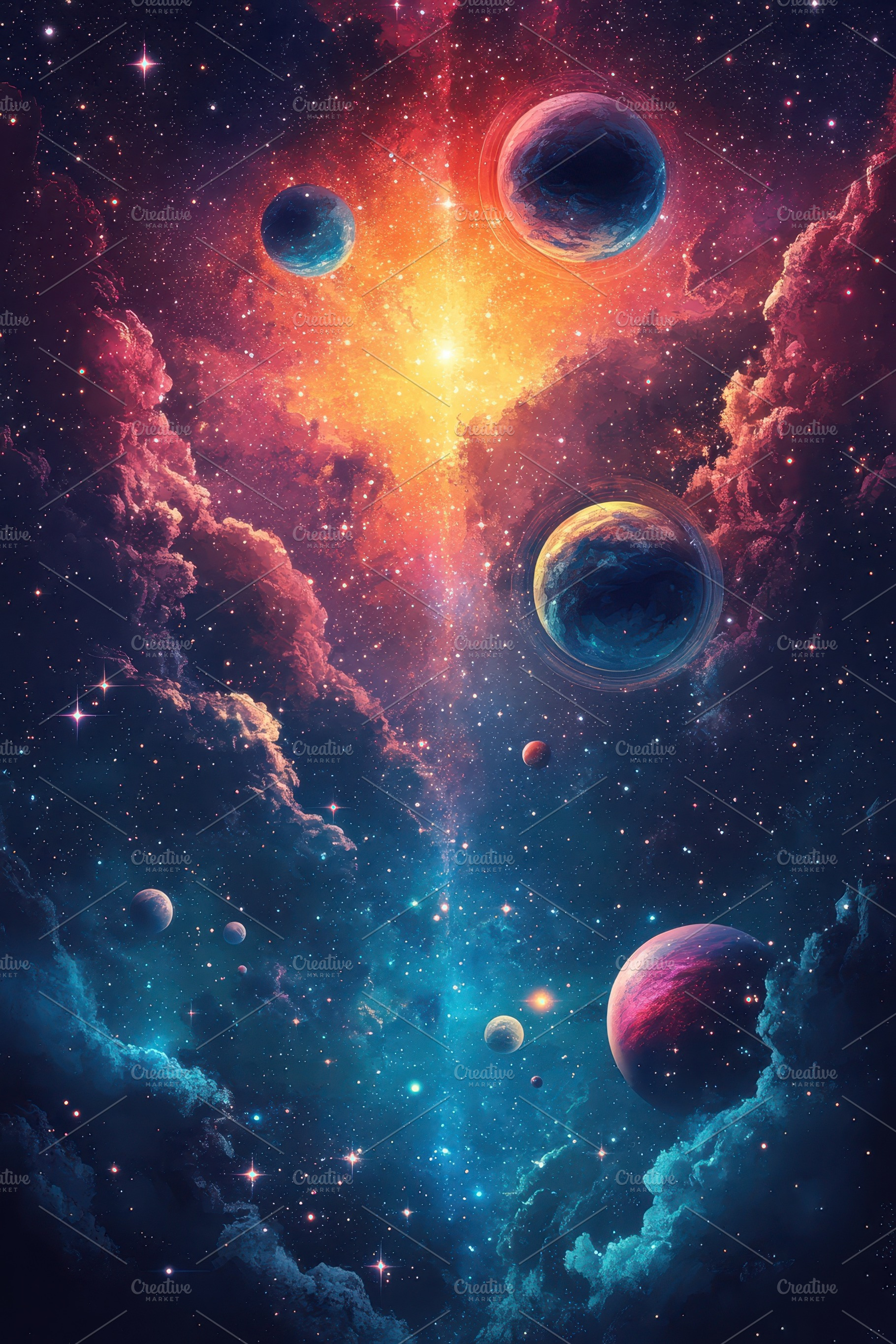 Celestial Bodies Nebula Cosmic Wonde, an Abstract Photo by Pixeness Studio