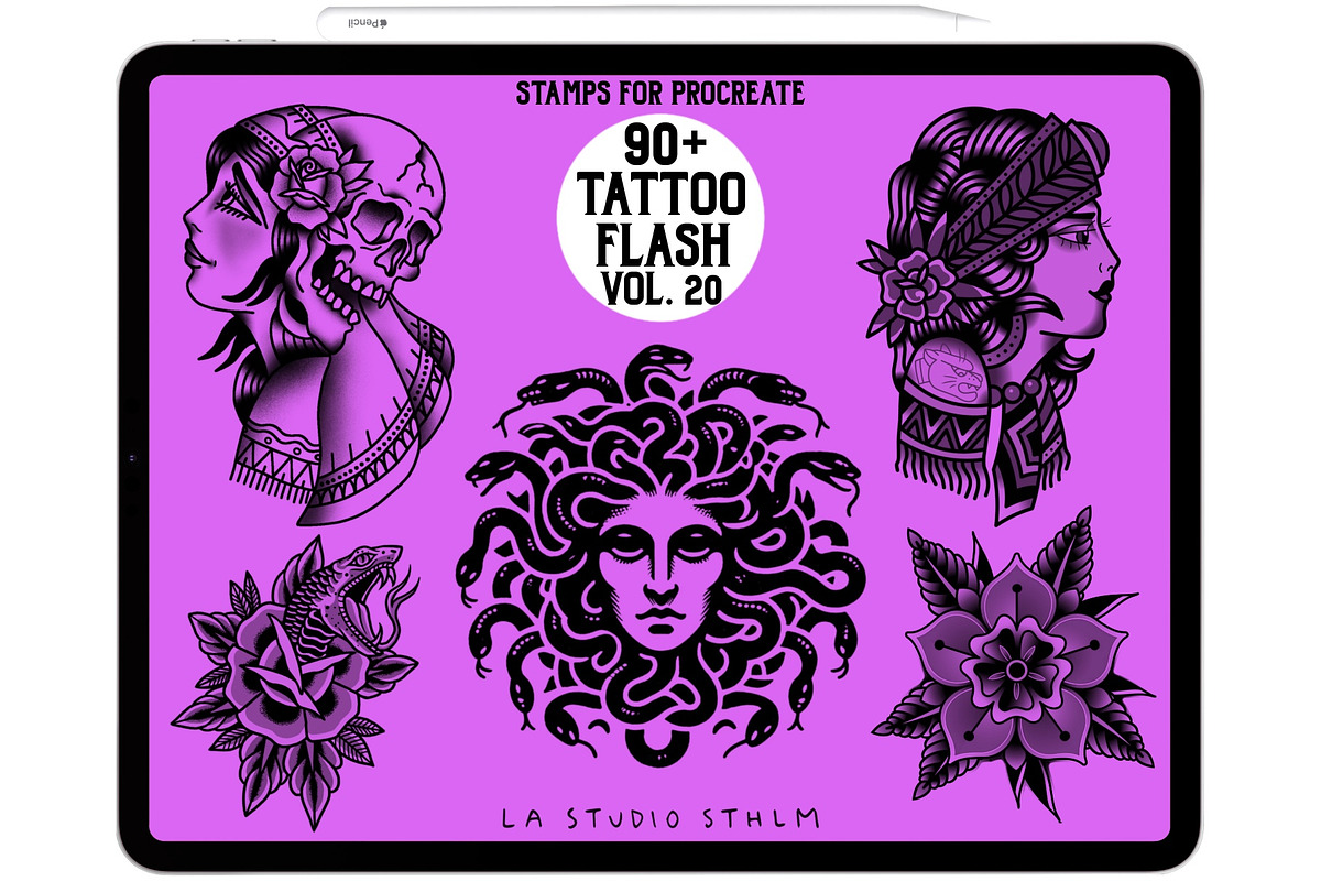 Tattoo Flash Vol. 20 - Stamp Set, a Brush Add-On by LA Studio Sthlm (Photo 2 of 6)