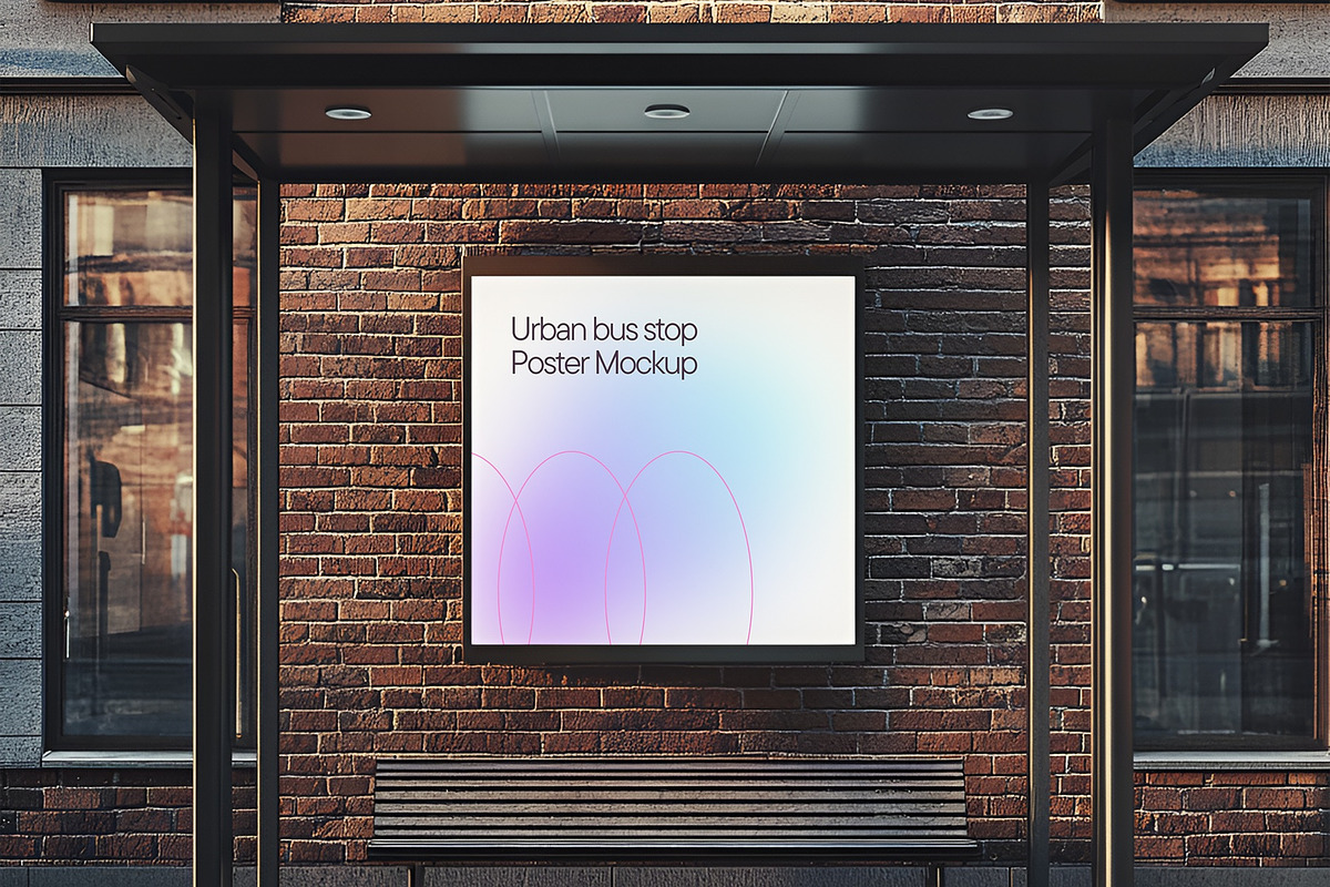 Urban Bus Stop Poster Mockup, an Advertising Mockup by PixelPiknik (Photo 2 of 5)