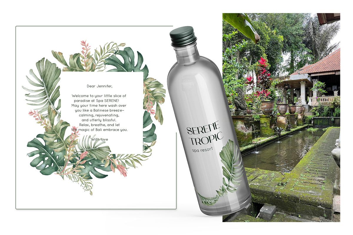 Tropical leaves and birds watercolor, an Illustration by Kate Lanbina (Photo 10 of 19)
