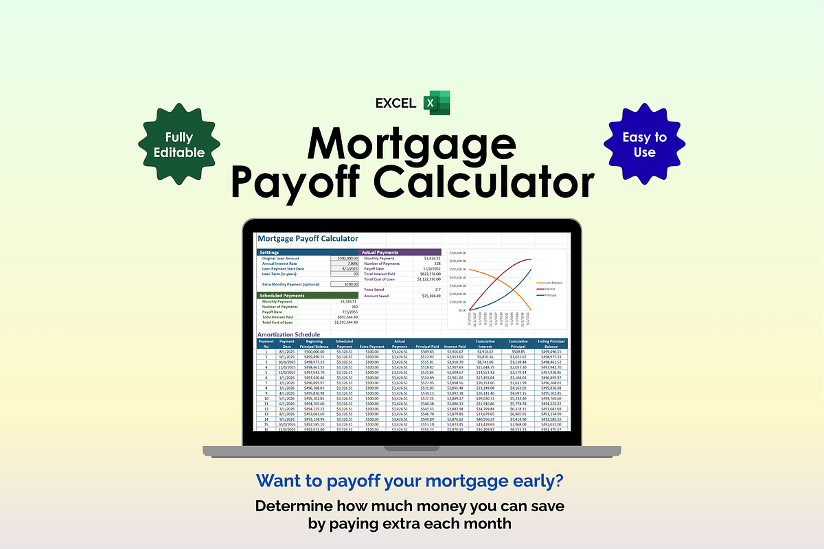 Mortgage Payoff Calculator - Excel