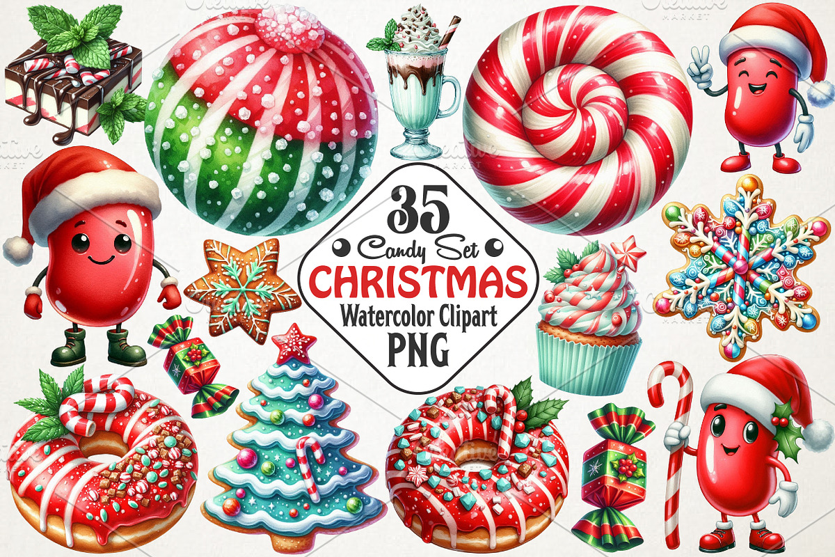Christmas Candy Sublimation Clipart, an Illustration by RobertsArt (Photo 1 of 7)