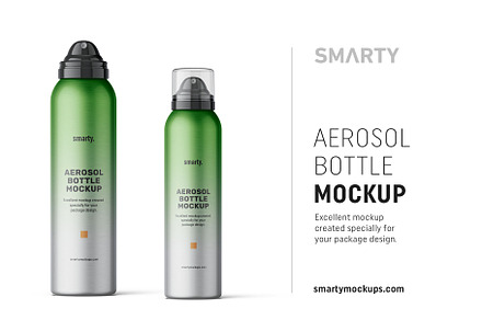Metallic aerosol bottle mockup