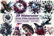 Gothic Spring Sublimation Clipart, an Illustration by DreamCafeArt (Thumbnail 1 of 5)