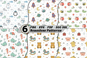 Children’s Baby Animal Patterns SVG, a Pattern Graphic by one-touch