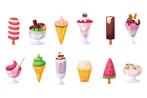 Ice cream dessert. Sweet creamy food, a Food Illustration by LadadikArt