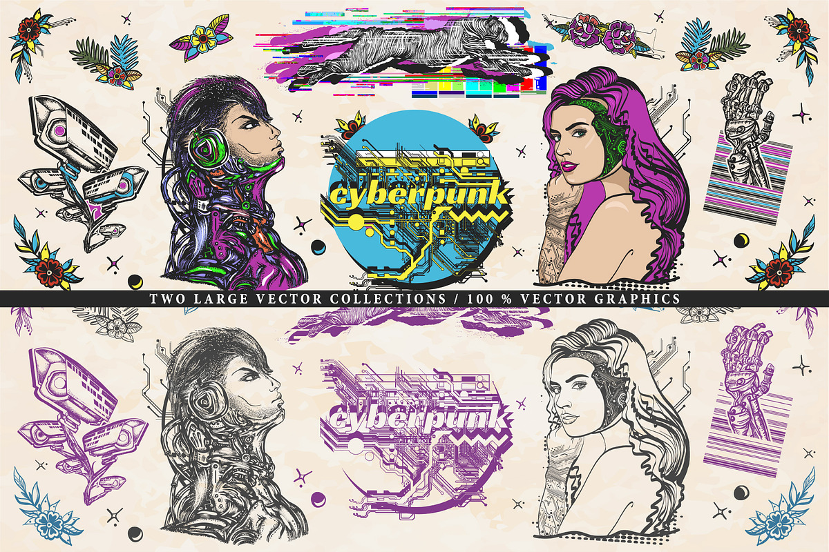 Cyberpunk old school tattoo, a Graphic by intueri (Photo 2 of 7)