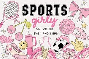 Coquette Girlie Sports clipart set, an Object Graphic by @olga.angelloz