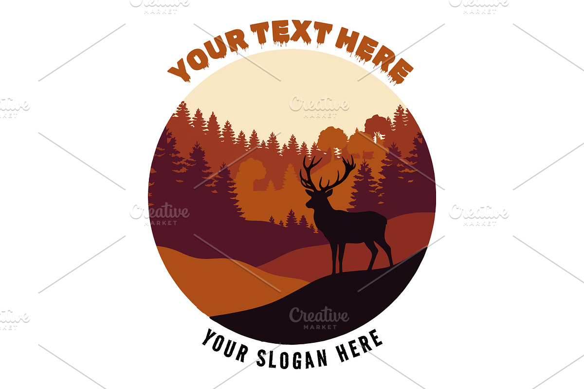 Deer Silhouette and Autumn Scenery, a Decorative Illustration by nandinigraphics (Photo 2 of 3)