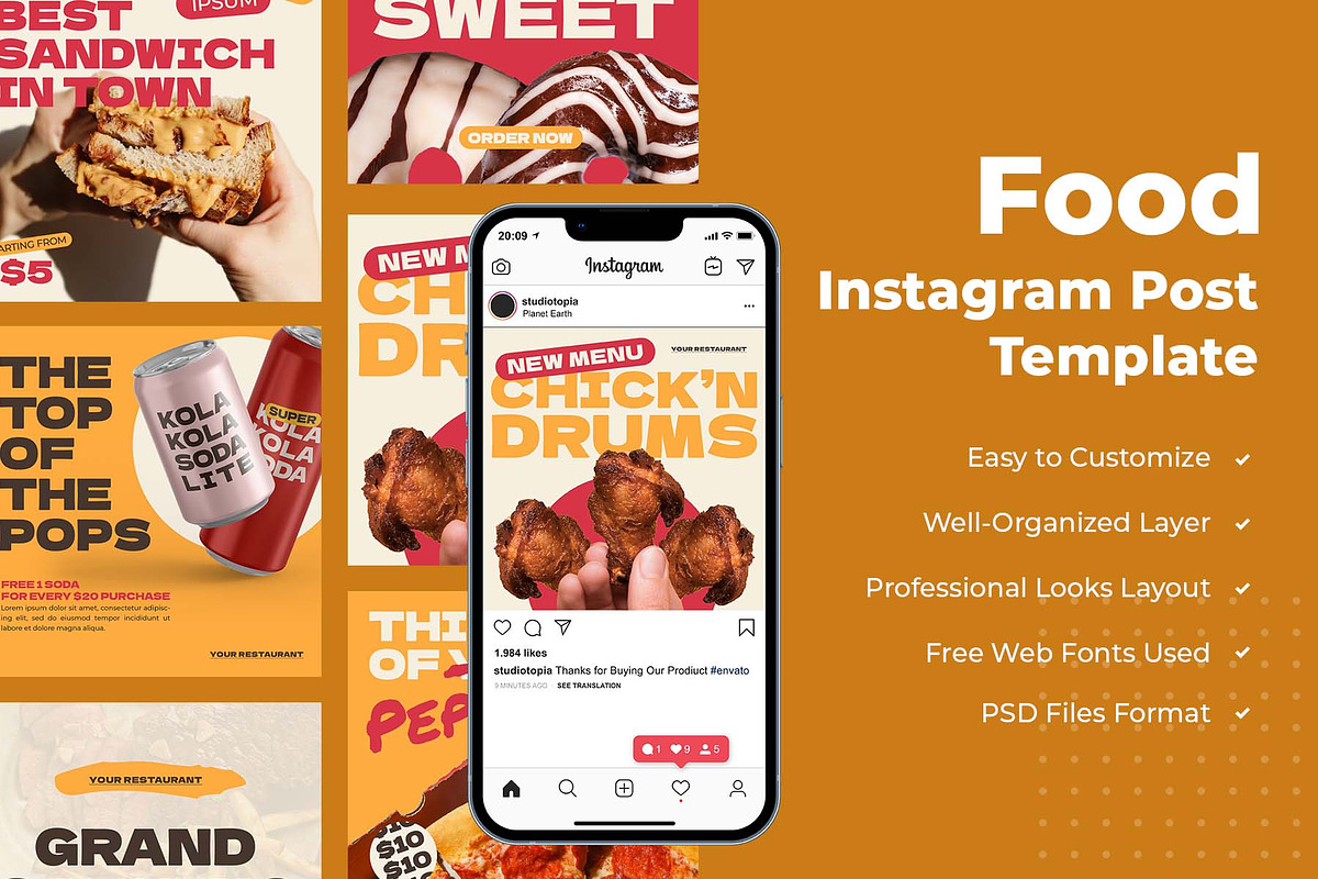 Food Instagram Post Layout, a Social Media Template by edukka