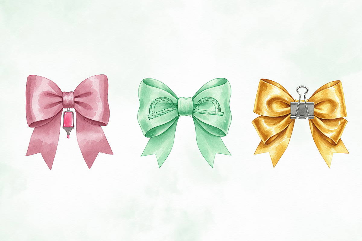 Teacher Coquette Bow Clipart Set, an Illustration by Creative Art (Photo 7 of 9)