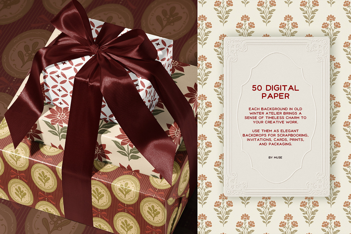 Old Winter Atelier Christmas Paper, a Background Graphic by Muse Artist (Photo 4 of 13)