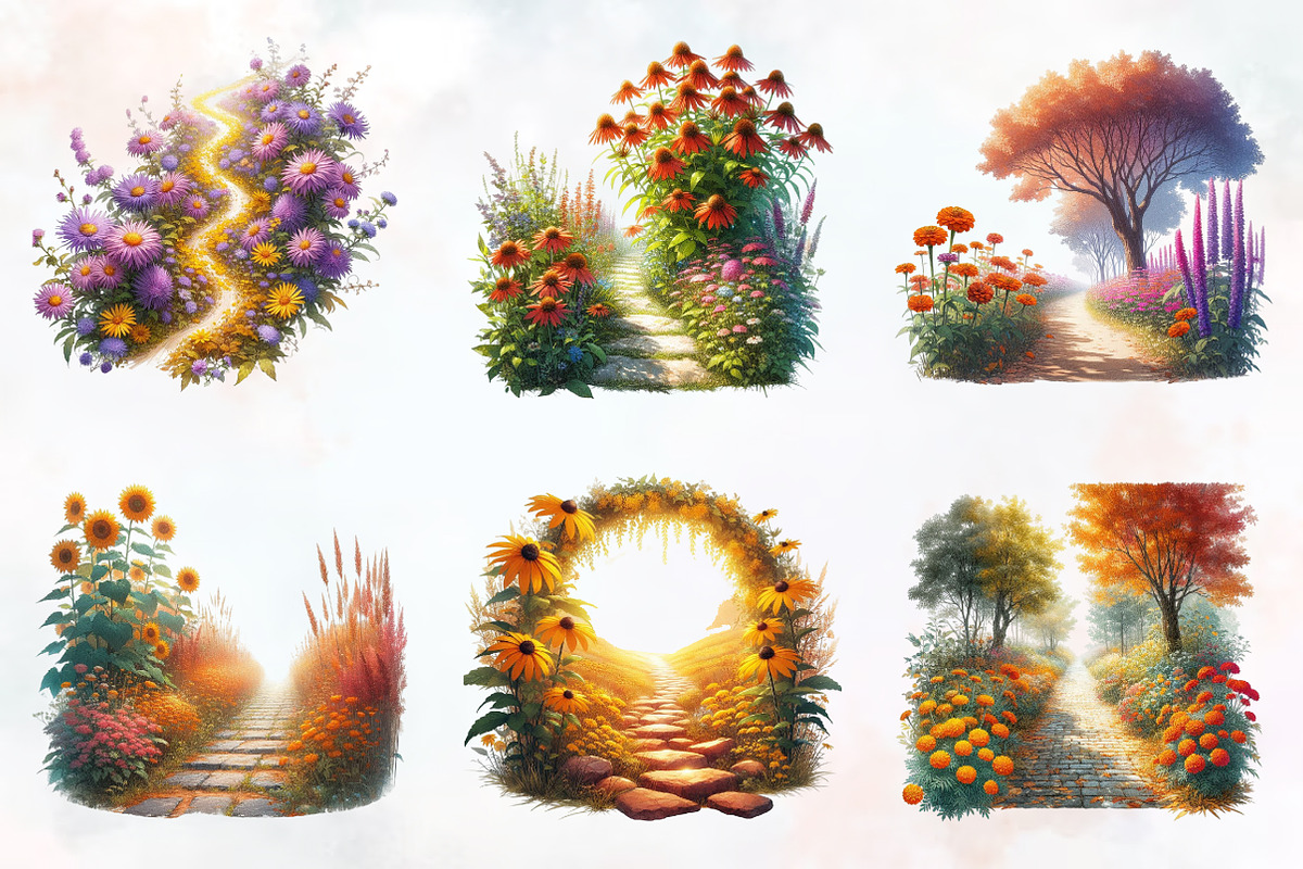 Fall Wildflowers Pathway Clipart, an Illustration by RobertsArt (Photo 6 of 6)