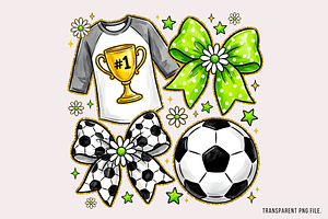 Soccer Png, Coquette Bow Soccer Png