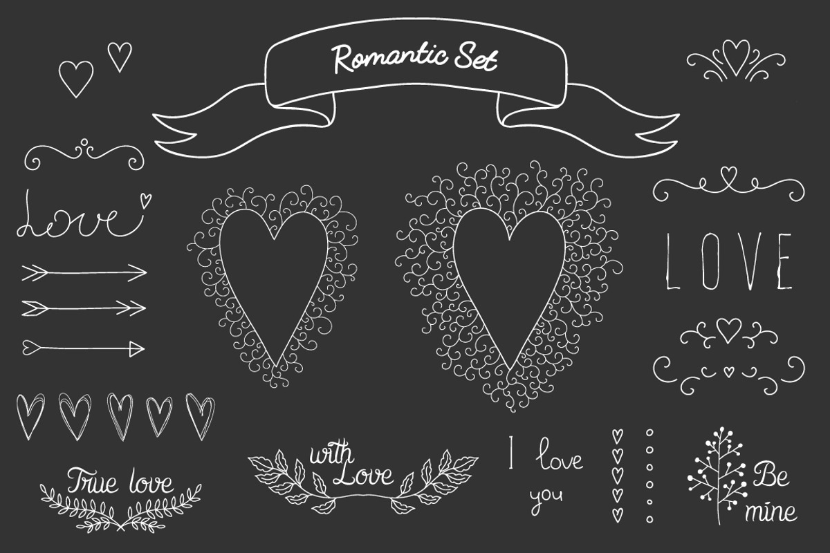 Romantic Elements Set, an Illustration by OkPen (Photo 2 of 3)