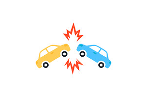 Car accident concept. Crash at road, an Object Illustration by Nadzin