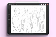 Procreate male body poses brushes, a Brush Add-On by KsTumanova (Thumbnail 2 of 2)