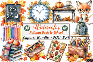 Autumn Back to School Clipart, an Illustration by DreamCafeArt
