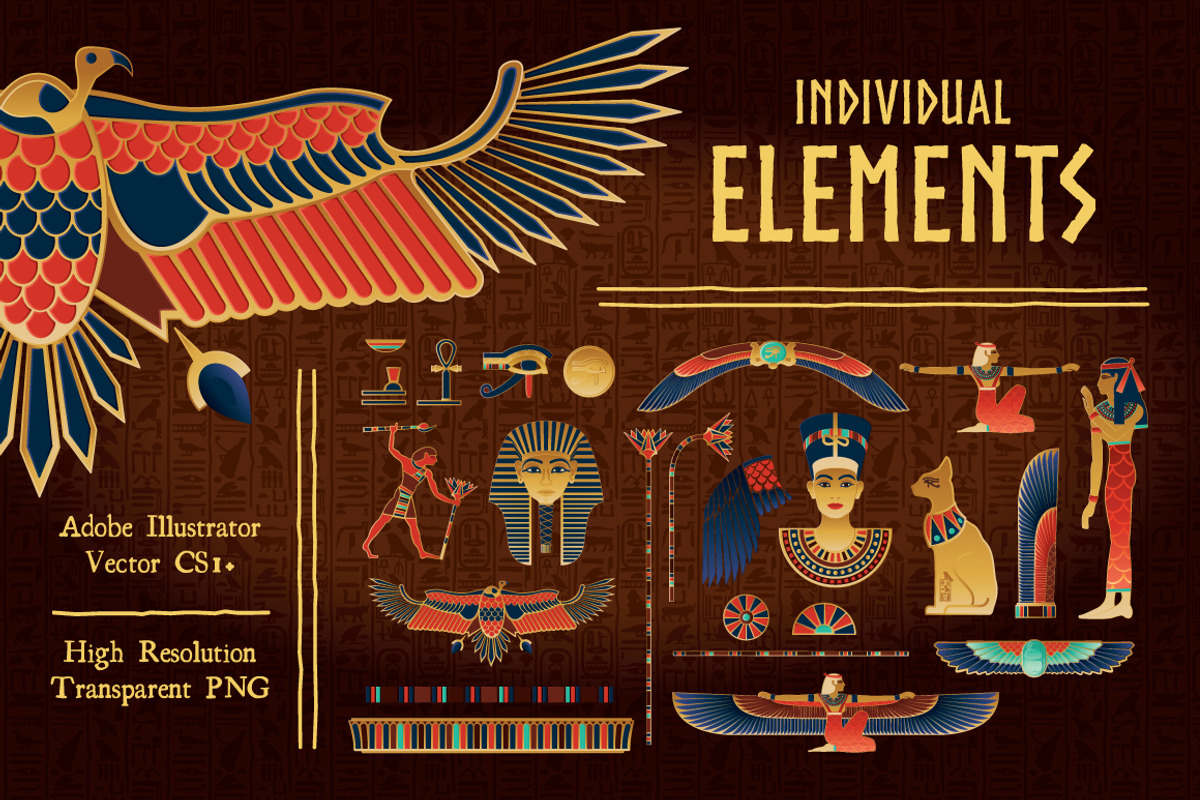 Egyptian Backgrounds and Frames, an Education Illustration by Wingsart Studio (Photo 4 of 5)