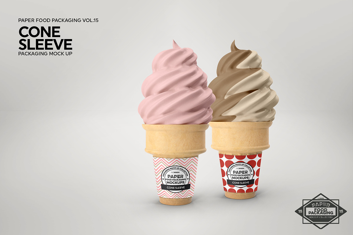 Soft Serve Cone Sleeve Mockup, a Packaging Mockup by INCDesign (Photo 4 of 8)