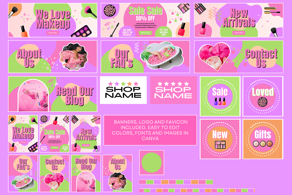 Cute Makeup Shop Banner Templates, a Shopify Template by SunshineStudioBoutique (Photo 3 of 8)