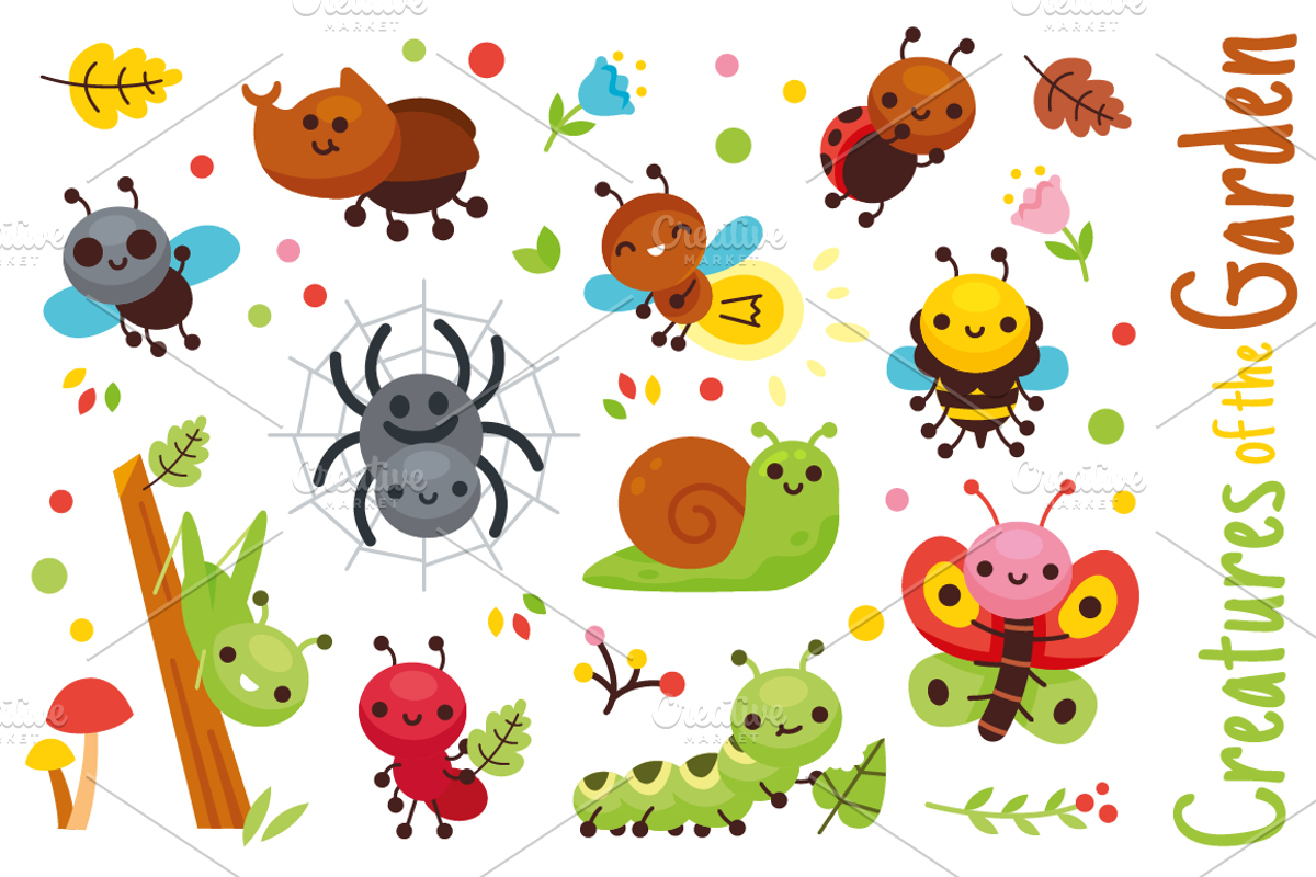 Creatures of the Garden Illustration, an Animal Illustration by Manudesign