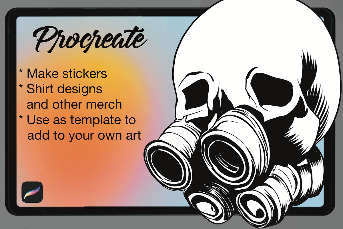 Gasmask stamps for Procreate, a Brush Add-On by Annex1 (Photo 3 of 3)