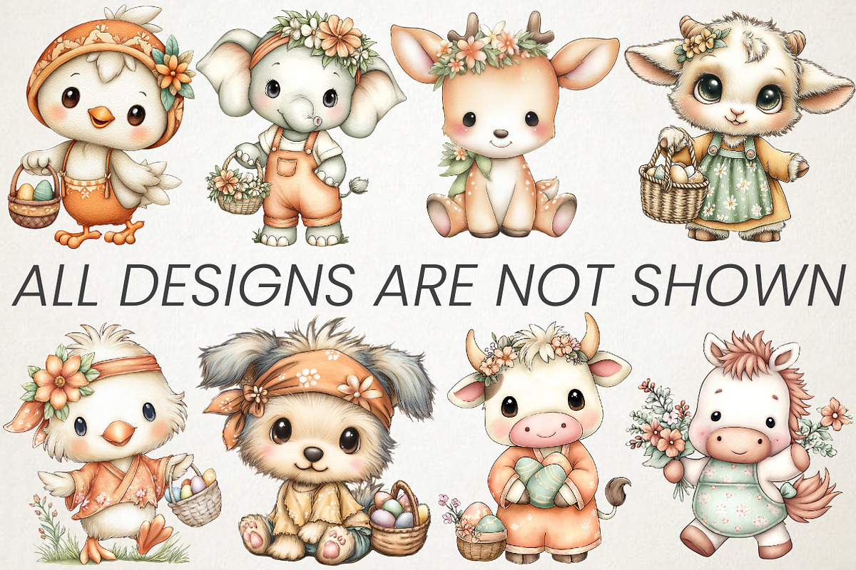 Boho Easter Floral Animals Clipart, an Animal Illustration by RobertsArt (Photo 6 of 6)