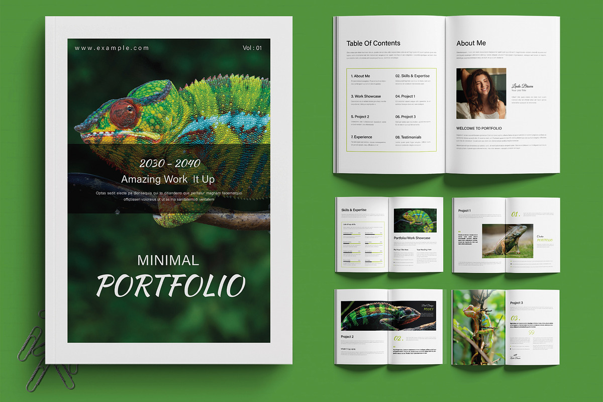 Minimalist Green Portfolio Layout, a Brochure Template by MightyDesign (Photo 1 of 6)